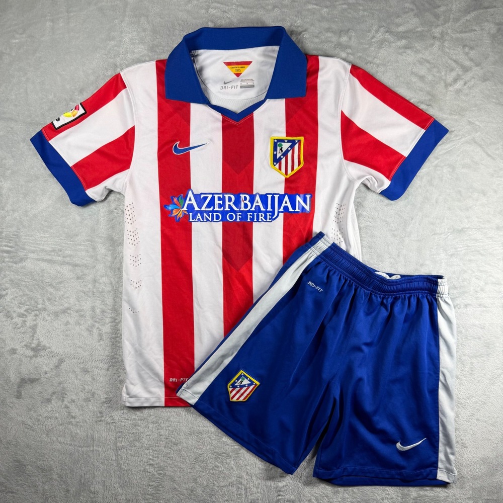 Nike Atletico Madrid 2013-14 Home Jersey and Shorts Kit Red White Blue M